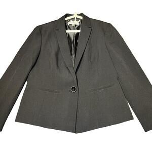 Kasper Blazer Womens 12 Black Suit Jacket 1 Button‎ Work Formal Office Career